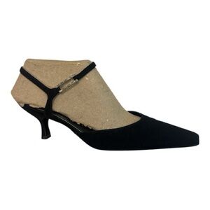 Stuart Weitzman Black Slingback Shoe with Crystal Embellishment- Size 6 1/2